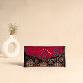 Traditional Kutch Mashru Silk Leather Flap Clutch / Wallet 96
