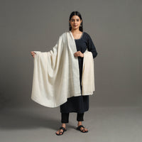 White - Handspun Handwoven Kashmiri Pashmina Woolen Shawl 07