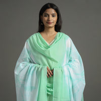 Green - Shibori Tie-Dye Cotton Dupatta with Tassels 93