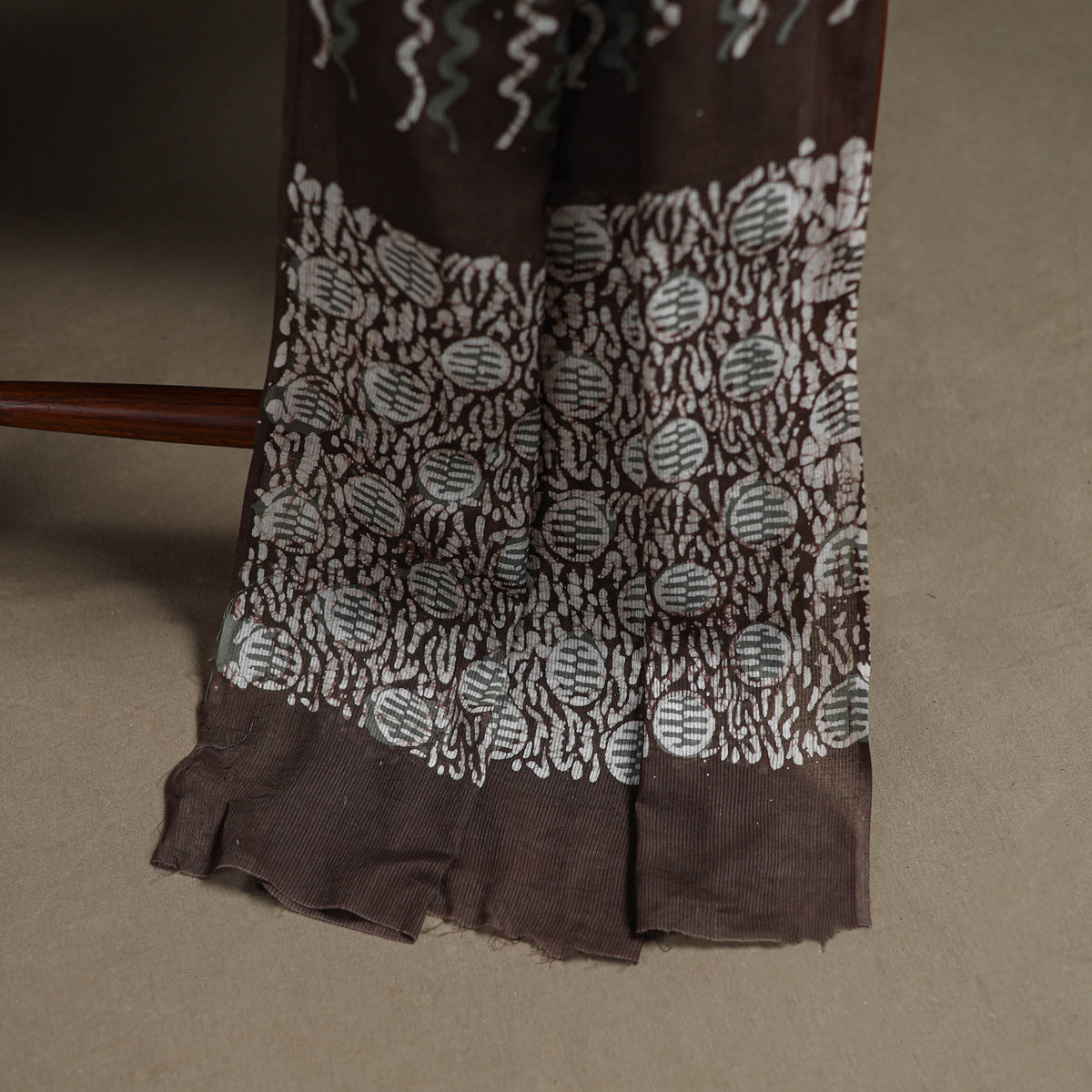 Kutch Hand Batik Print Cotton Unstitched Dress Material: Kurta, Bottom & Dupatta 06