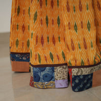 Orange - 24 Kali Cotton Pochampally Ikat Skirt with Border 14