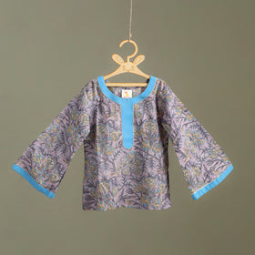 Girls Gota Work Floral Block Print Cotton Kurta with Sharara Set (3-4 Years) 06