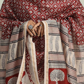 Red - traditional maheshwari silk bagh dupatta 07