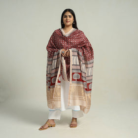 Red - traditional maheshwari silk bagh dupatta 07