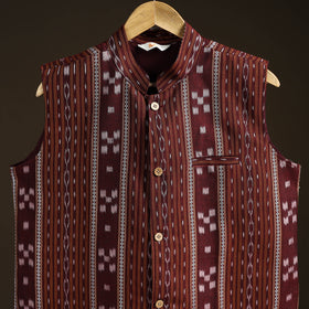 Sambalpuri Ikat Weave Cotton Men Nehru Jacket 05