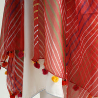 Red - Leheriya Tie-Dye Kota Doria Cotton Dupatta with Tassels 78