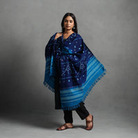 Blue - Kutch Mirror Work Handwoven Bandhani Bagida Woolen Shawl 46