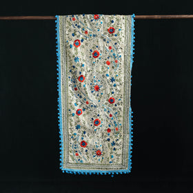 Ranihati Chanderi Silk Hand Embroidered Stole with Pom Pom 249
