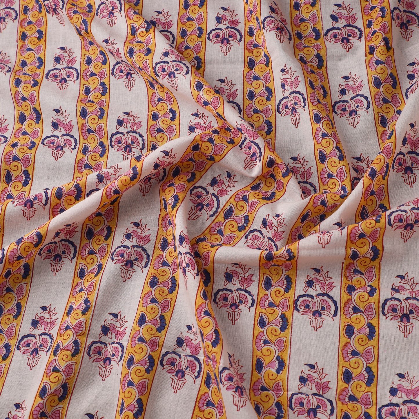 White - sanganeri cotton fabric 59 - handcrafted