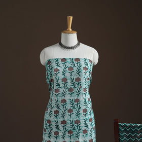 Kutch Hand Batik Print Cotton Unstitched Dress Material: Kurta, Bottom & Dupatta 07