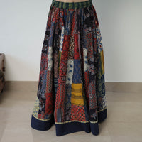 24 Kali Patchwork Block Printed Cotton Ajrakh Skirt 46