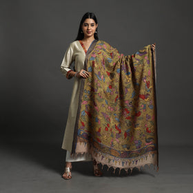 Green Mangalagiri Cotton Handpainted Pen Work Kalamkari Dupatta