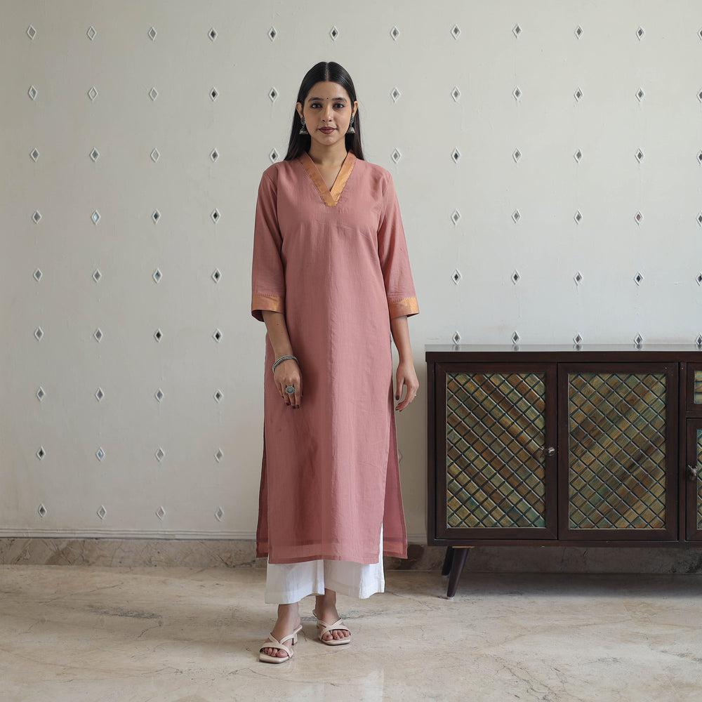 Aahana Peach Mangalagiri Cotton Kurta