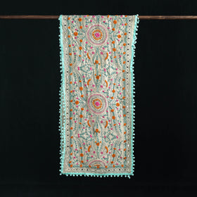 Ranihati Chanderi Silk Hand Embroidered Stole with Pom Pom 248