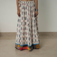 White - 24 Kali Cotton Pochampally Ikat Skirt with Border 15