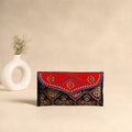 Traditional Kutch Mashru Silk Leather Flap Clutch / Wallet 98