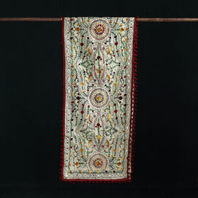 Ranihati Chanderi Silk Hand Embroidered Stole with Pom Pom 246
