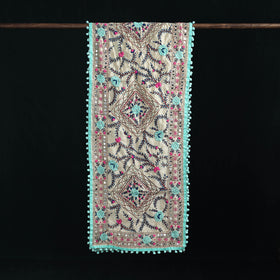Ranihati Chanderi Silk Hand Embroidered Stole with Pom Pom 245