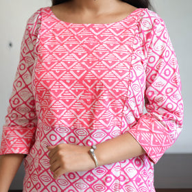 Buy Pink Batik Print Kurti Set – Cotton Suit Online
