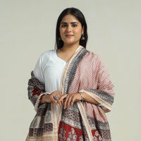 Maroon - Traditional Maheshwari Silk Bagh Print Dupatta 09