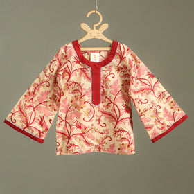 Girls Gota Work Floral Block Print Cotton Kurta with Sharara Set (3-4 Years) 05