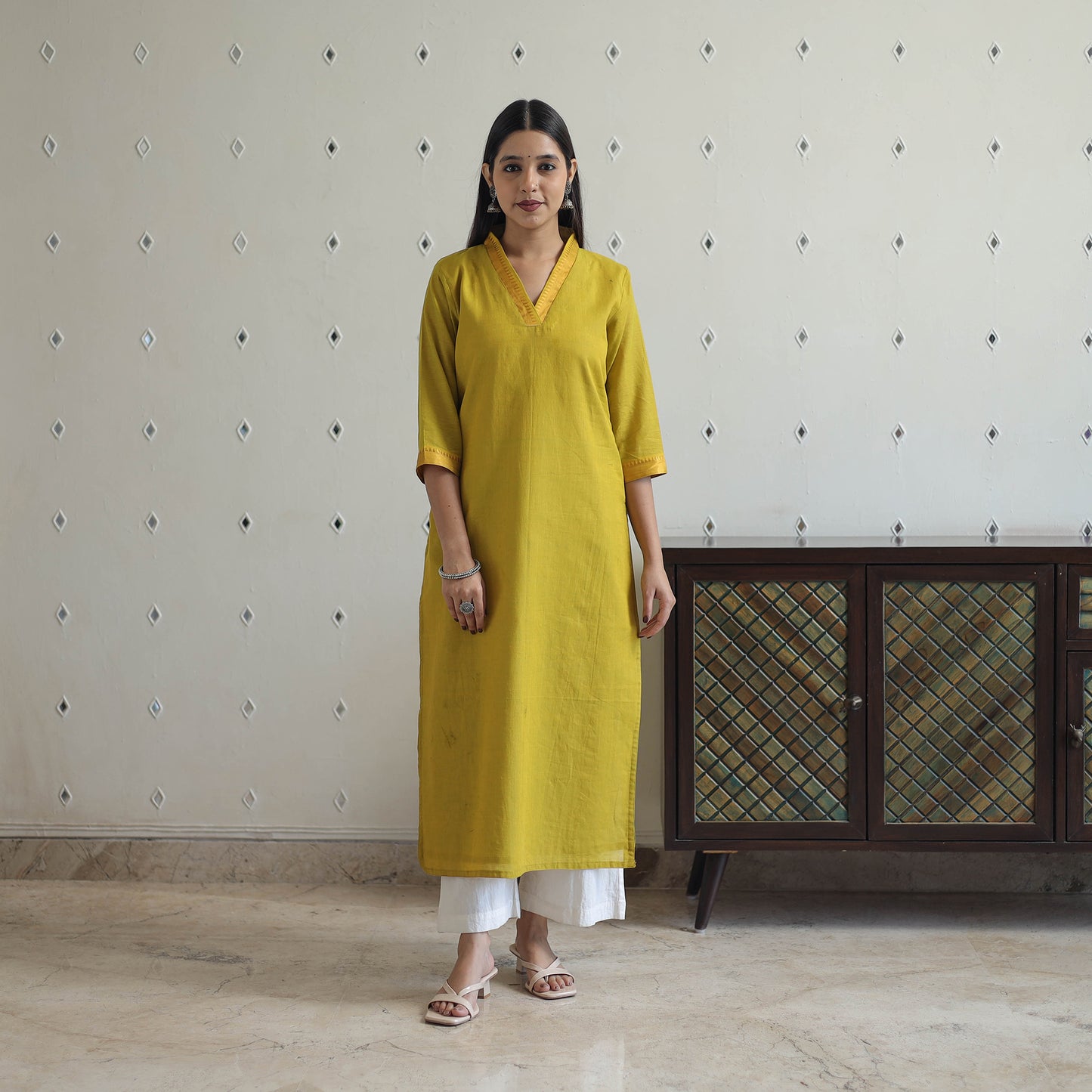 Aashvi Yellow Mangalagiri Cotton Kurta