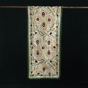 Ranihati Chanderi Silk Hand Embroidered Stole with Pom Pom 243