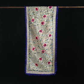 Ranihati Chanderi Silk Hand Embroidered Stole with Pom Pom 241