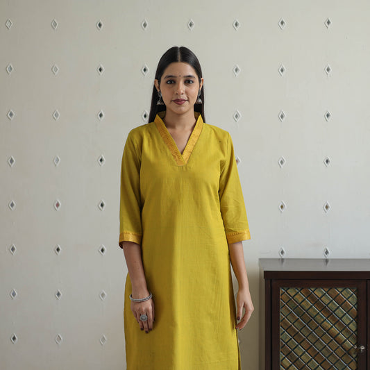 Aashvi Yellow Mangalagiri Cotton Kurta