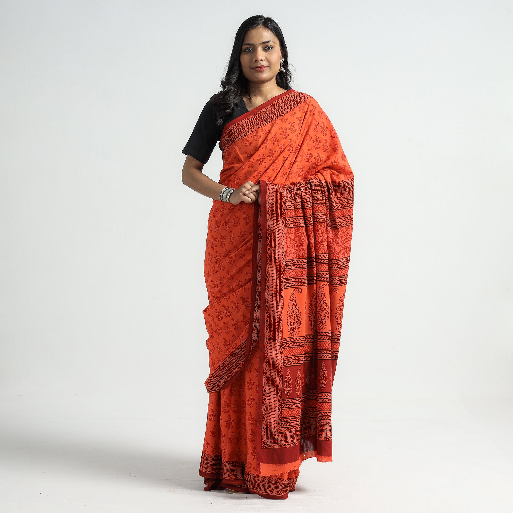 bagh printed maheshwari fabric saree