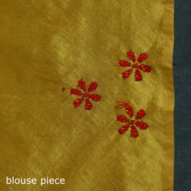 Yellow - Bengal Hand Embroidery Silk Nakshi Kantha Saree 11