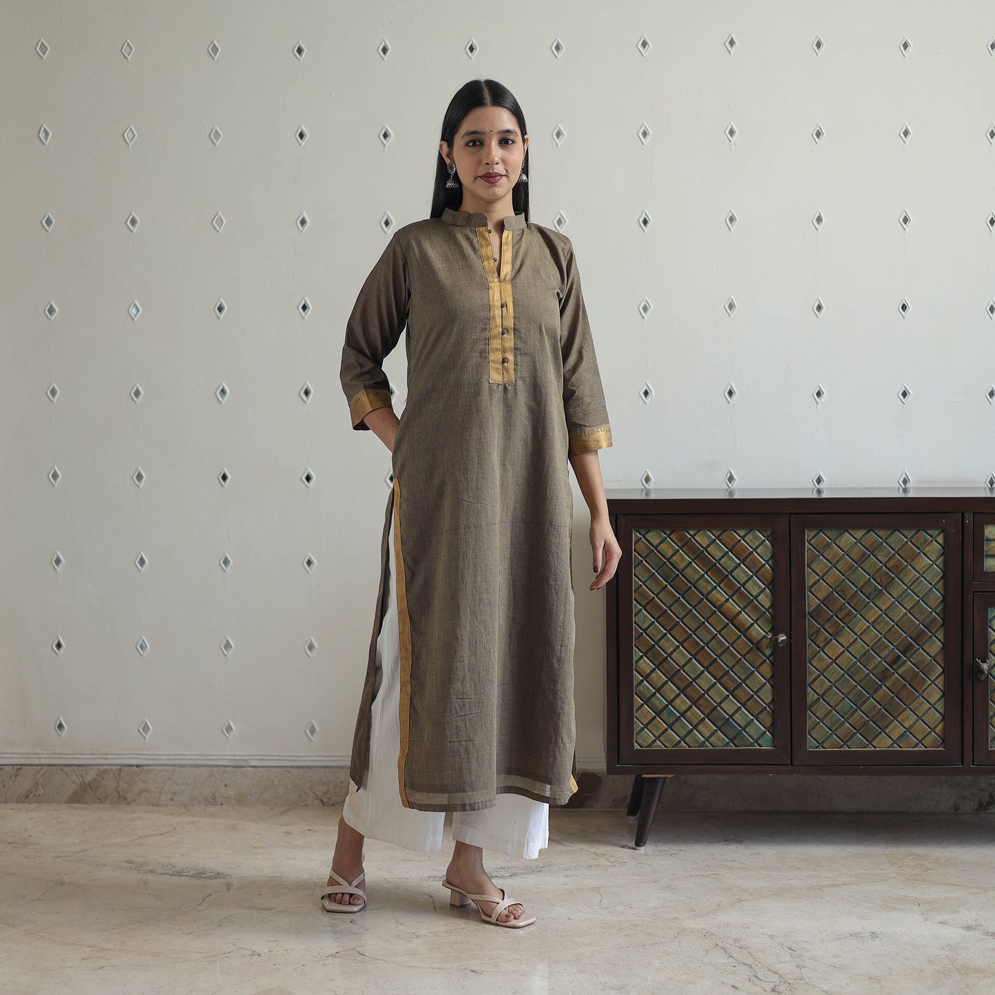 Zeenat Brown Mangalagiri Cotton Kurta