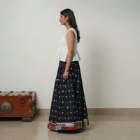 Black - 24 Kali Cotton Pochampally Ikat Skirt with Border 17