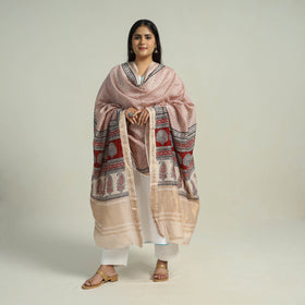 Red - traditional maheshwari silk bagh dupatta 12