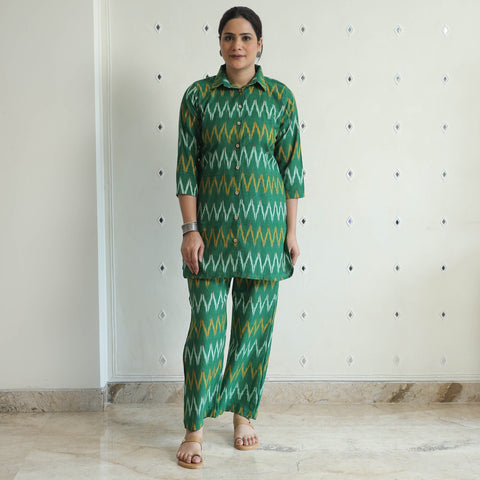 Green - Pochampally Ikat Cotton Co-Ord Set 11