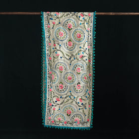 Ranihati Chanderi Silk Hand Embroidered Stole with Pom Pom 237