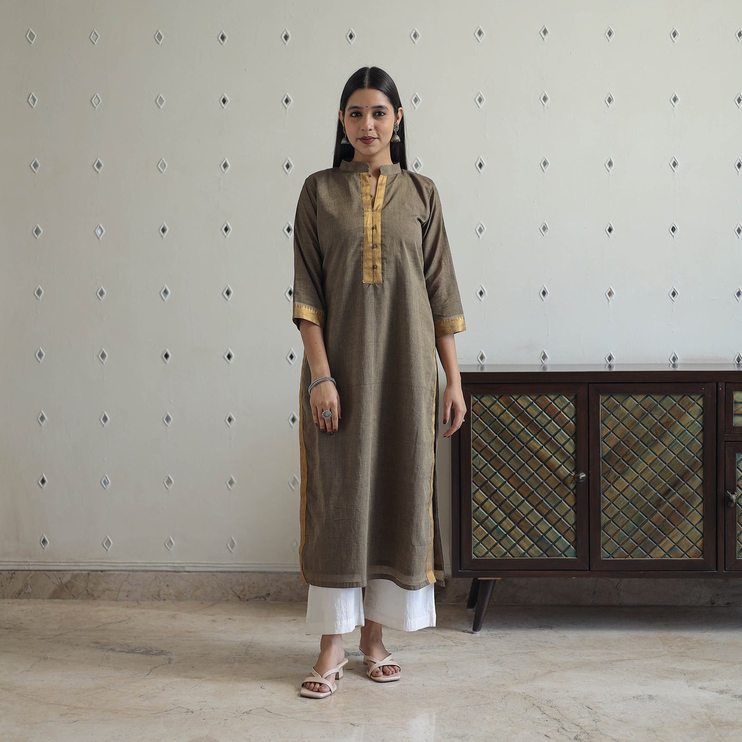 Zeenat Brown Mangalagiri Cotton Kurta