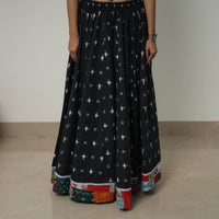 Black - 24 Kali Cotton Pochampally Ikat Skirt with Border 17