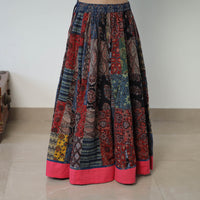 24 Kali Patchwork Block Printed Cotton Ajrakh Skirt 48