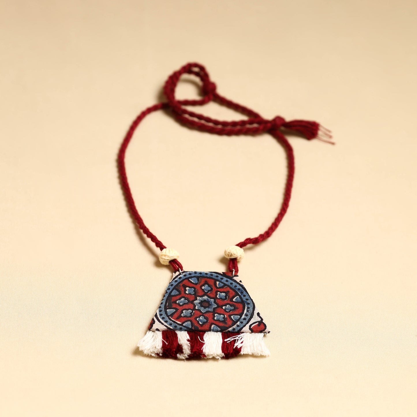 Red - handmade fabart necklace set 12 - handcrafted