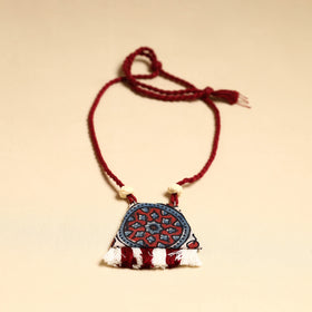 Red - handmade fabart necklace set 12 - handcrafted