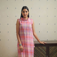 Multicolor - Sleeveless Handwoven Cotton Jamdani Kurta 19