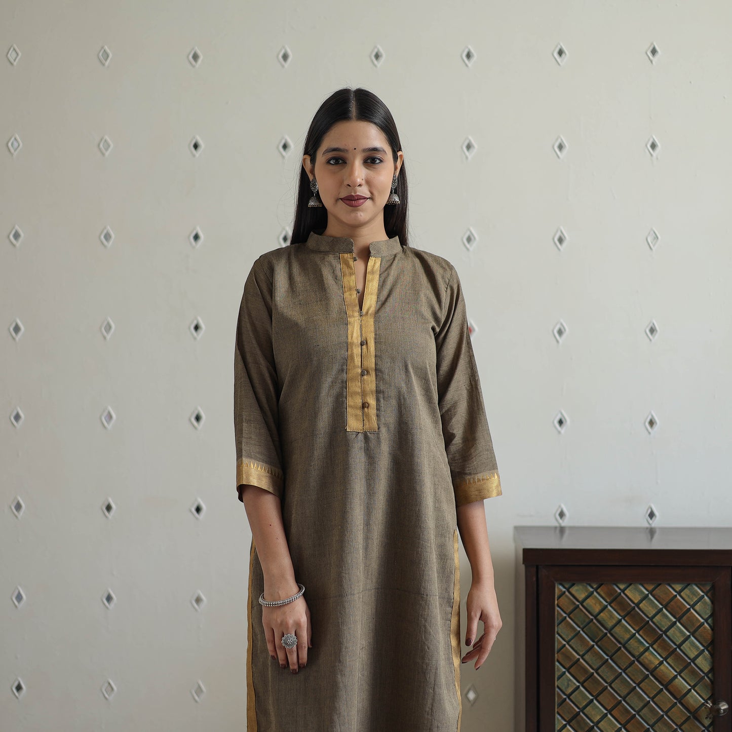 Zeenat Brown Mangalagiri Cotton Kurta