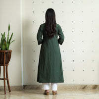 Dark Green - Plain Flex Cotton Kurta