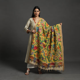 Yellow - mangalagiri cotton handpainted pen work kalamkari