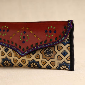 Traditional Kutch Mashru Silk Leather Flap Clutch / Wallet 100