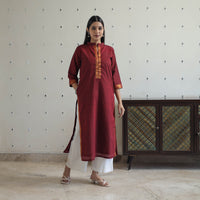 Rosie Maroon Mangalagiri Cotton Kurta