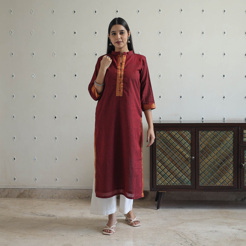 Rosie Maroon Mangalagiri Cotton Kurta