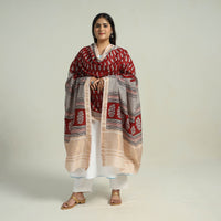 Red - Traditional Maheshwari Silk Bagh Print Dupatta 14