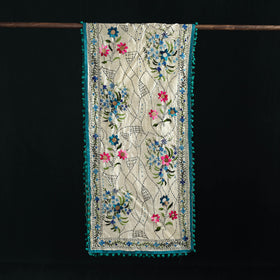 Ranihati Chanderi Silk Hand Embroidered Stole with Pom Pom 231